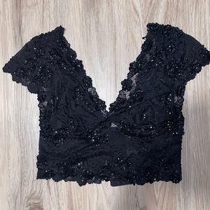 Black BeBe sequin Crop